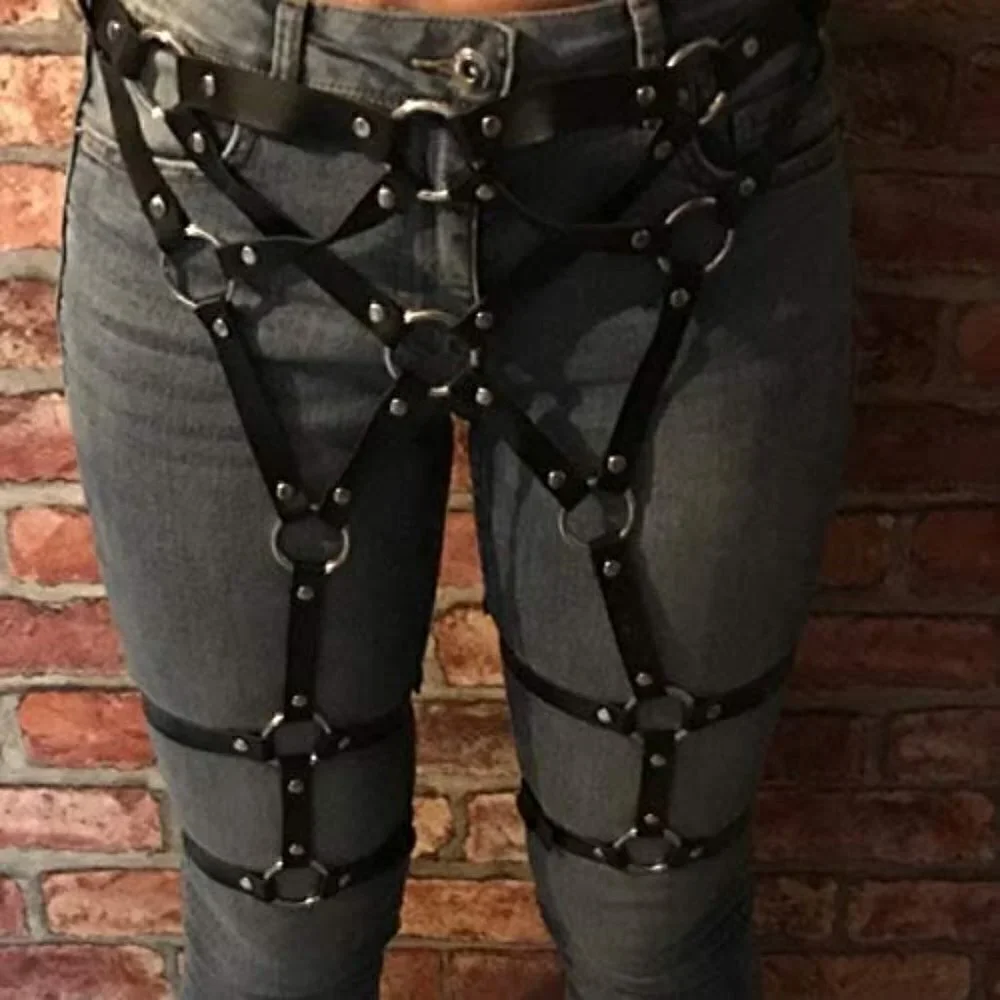 𝅺BELLY Waist Belt Leather Strap Body Harness Leg Garter Bondage Cosplay BDSM NWT